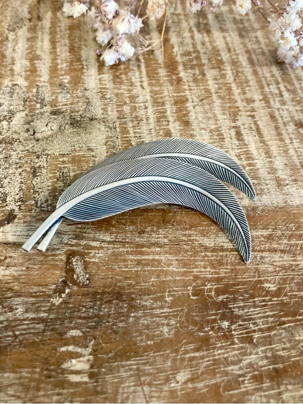 Sterling Silver Feather Brooch Jewel Art - Picture 5 of 12